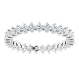 14K Gold Round Natural Diamond Eternity Band – 2 mm Stones - White Gold - view 3
