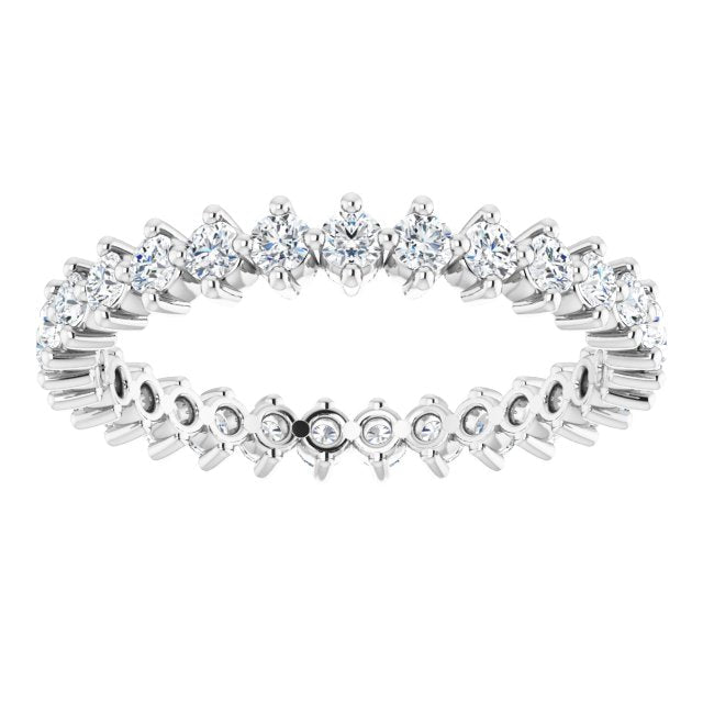 14K Gold Round Natural Diamond Eternity Band – 2 mm Stones - White Gold - view 3