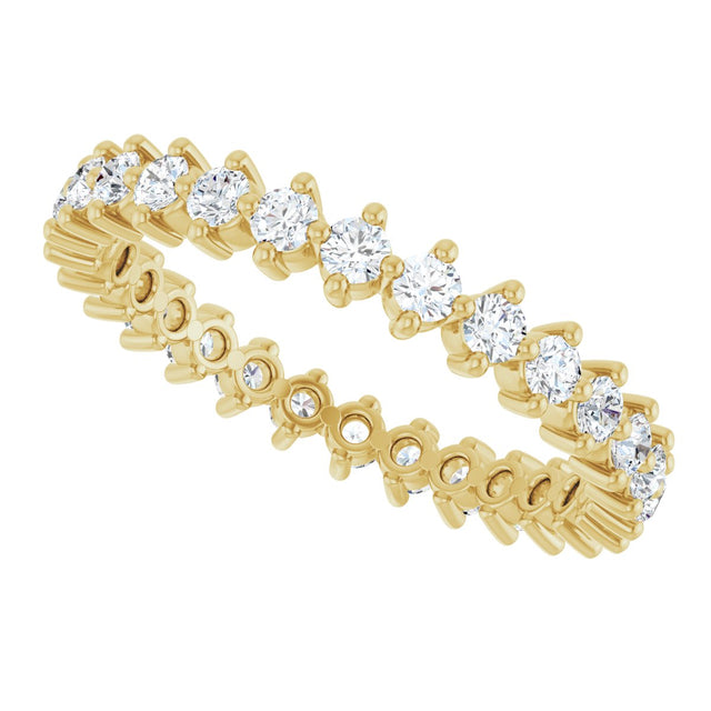 14K Gold Round Lab-Grown Diamond Eternity Band – 2 mm Stones - Yellow Gold - view 5