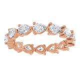 14K Gold Pear Natural Diamond Eternity Band – 4x3 mm Stones - Rose Gold - view 3