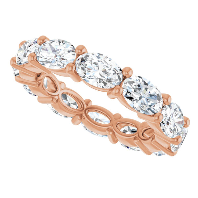 14K Gold Oval Lab-Grown Diamond Eternity Band – 6x4 mm Stones - Rose Gold - view 5