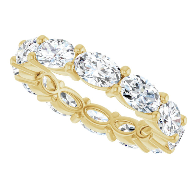14K Gold Oval Lab-Grown Diamond Eternity Band – 6x4 mm Stones - Yellow Gold - view 5