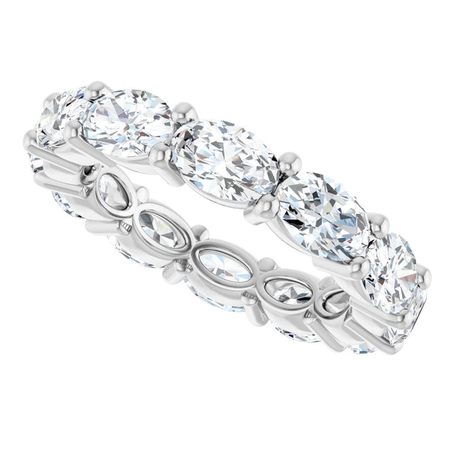 Platinum Oval Natural Diamond Eternity Band – 6x4 mm Stones - view 5