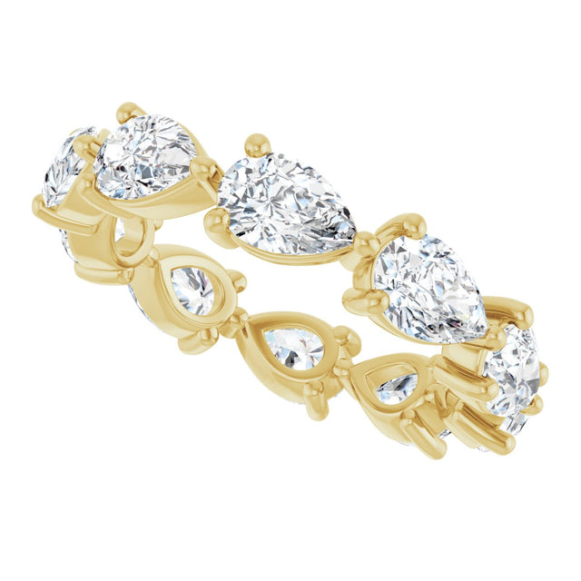 14K Gold Pear Lab-Grown Diamond Eternity Band – 6x4 mm Stones - Yellow Gold - view 5