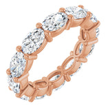 14K Gold Oval Natural Diamond Eternity Band – 6x4 mm Stones - Rose Gold