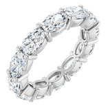 14K Gold Oval Natural Diamond Eternity Band – 6x4 mm Stones - White Gold