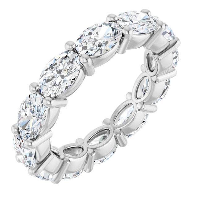 Platinum Oval Natural Diamond Eternity Band – 6x4 mm Stones