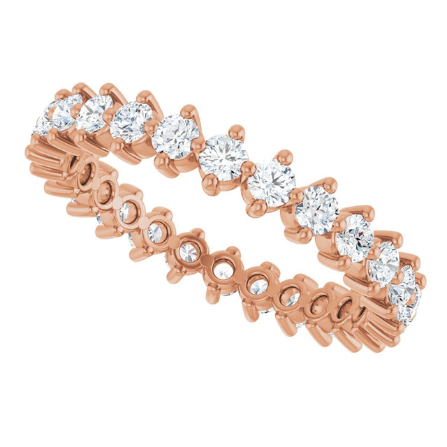 14K Gold Round Lab-Grown Diamond Eternity Band – 2.25 mm Stones - Rose Gold - view 5