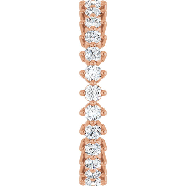 14K Gold Round Lab-Grown Diamond Eternity Band – 2 mm Stones - Rose Gold - view 4
