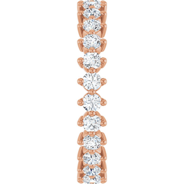 14K Gold Round Lab-Grown Diamond Eternity Band – 2.25 mm Stones - Rose Gold - view 4