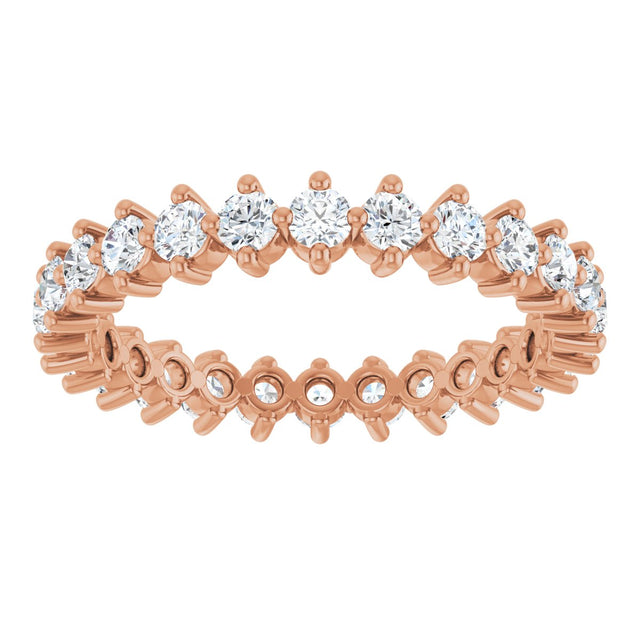 14K Gold Round Lab-Grown Diamond Eternity Band – 2.25 mm Stones - Rose Gold - view 3