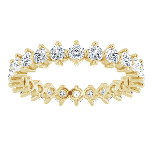 14K Gold Round Natural Diamond Eternity Band – 2.5 mm Stones - Yellow Gold - view 3