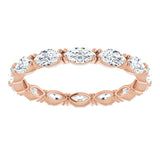 14K Gold Marquise Natural Diamond Eternity Band – 4.5x2.5 mm Stones - Rose Gold - view 3