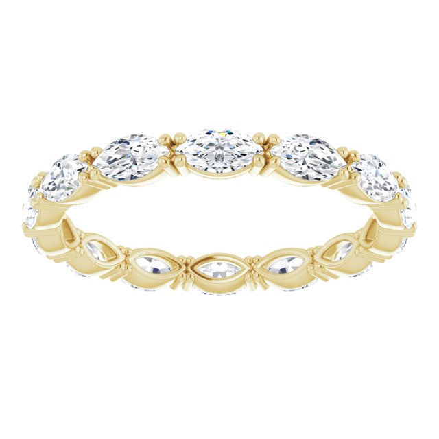 14K Gold Marquise Natural Diamond Eternity Band – 4.5x2.5 mm Stones - Yellow Gold - view 3
