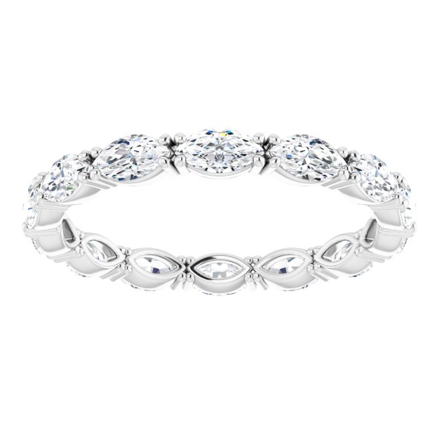 14K Gold Marquise Natural Diamond Eternity Band – 4.5x2.5 mm Stones - White Gold - view 3