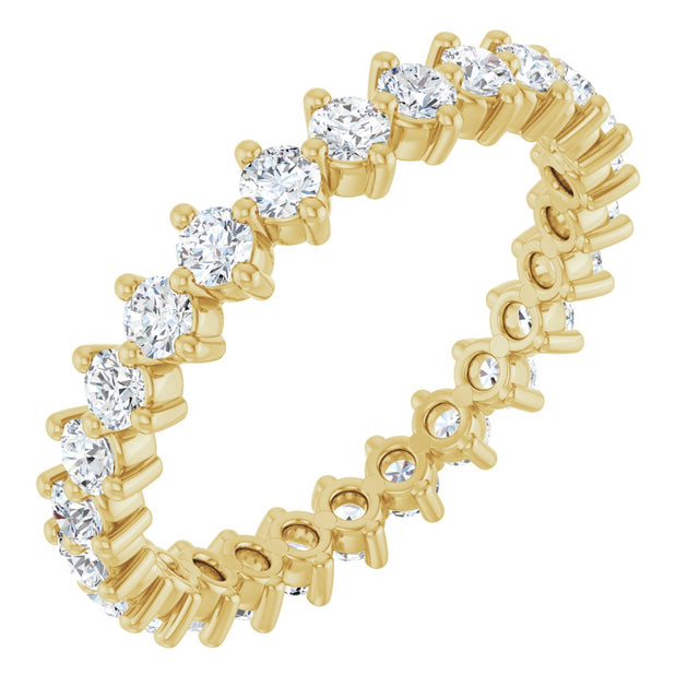 14K Gold Round Lab-Grown Diamond Eternity Band – 2.25 mm Stones - Yellow Gold