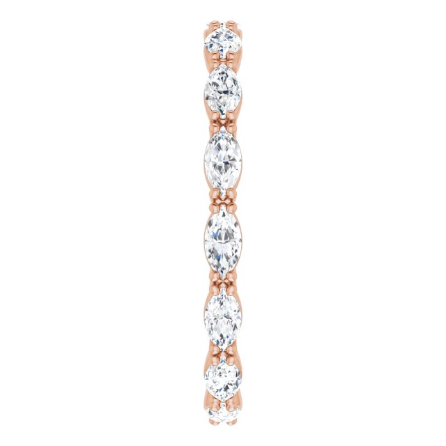 14K Gold Marquise Natural Diamond Eternity Band – 4x2 mm Stones - Rose Gold - view 4
