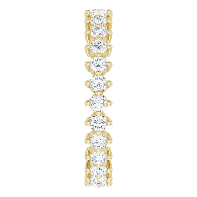 14K Gold Round Natural Diamond Eternity Band – 2.25 mm Stones - Yellow Gold - view 4