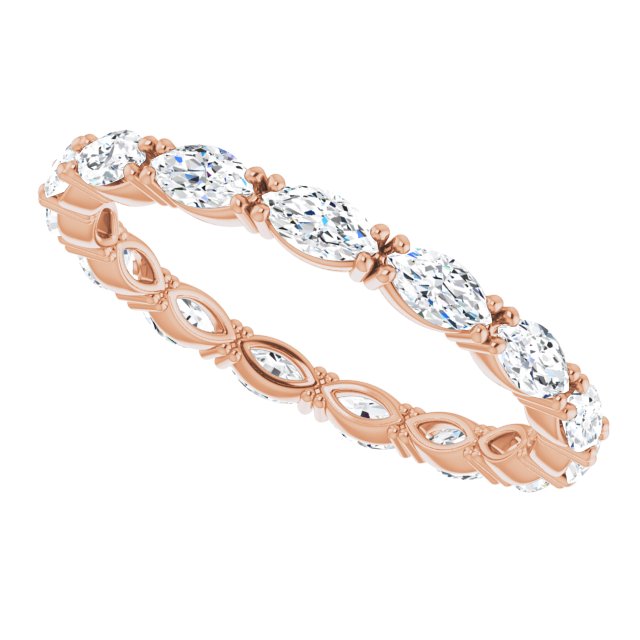 14K Gold Marquise Lab-Grown Diamond Eternity Band – 4.3x2.25 mm Stones - Rose Gold - view 5