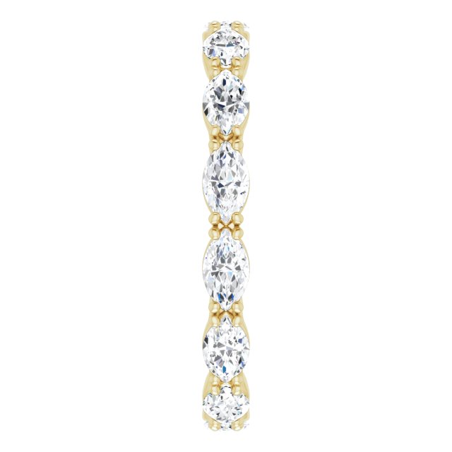 14K Gold Marquise Natural Diamond Eternity Band – 4.5x2.5 mm Stones - Yellow Gold - view 4