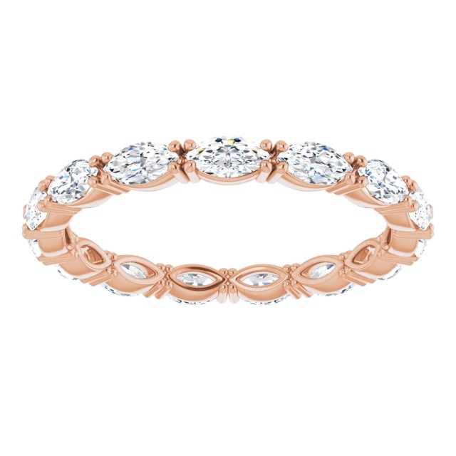 14K Gold Marquise Lab-Grown Diamond Eternity Band – 4.3x2.25 mm Stones - Rose Gold - view 3