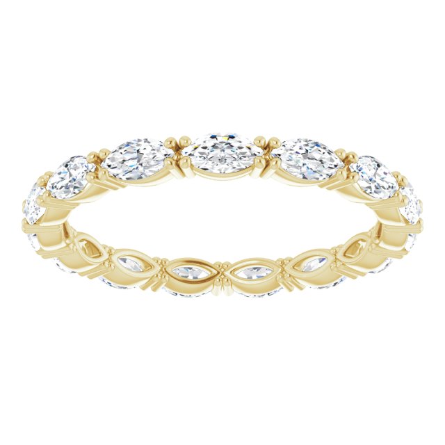 14K Gold Marquise Natural Diamond Eternity Band – 4.3x2.25 mm Stones - Yellow Gold - view 3