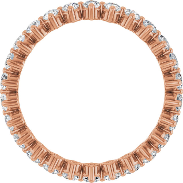 14K Gold Round Lab-Grown Diamond Eternity Band – 2.25 mm Stones - Rose Gold - view 2