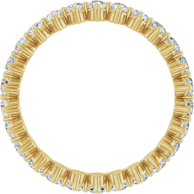 14K Gold Round Lab-Grown Diamond Eternity Band – 2.25 mm Stones - Yellow Gold - view 2