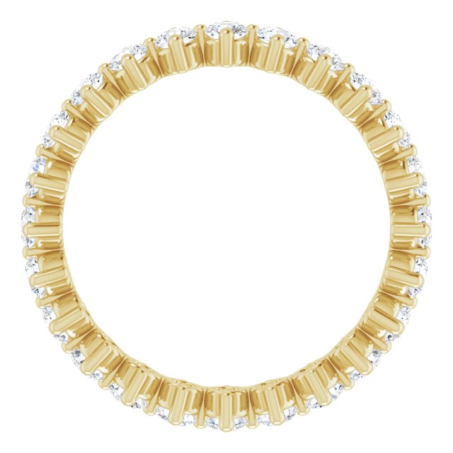 14K Gold Round Natural Diamond Eternity Band – 2.5 mm Stones - Yellow Gold - view 2