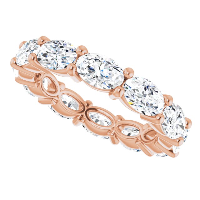 14K Gold Oval Lab-Grown Diamond Eternity Band – 6x4 mm Stones - Rose Gold - view 5