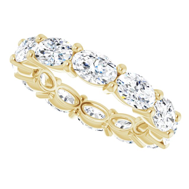 14K Gold Oval Lab-Grown Diamond Eternity Band – 6x4 mm Stones - Yellow Gold - view 5