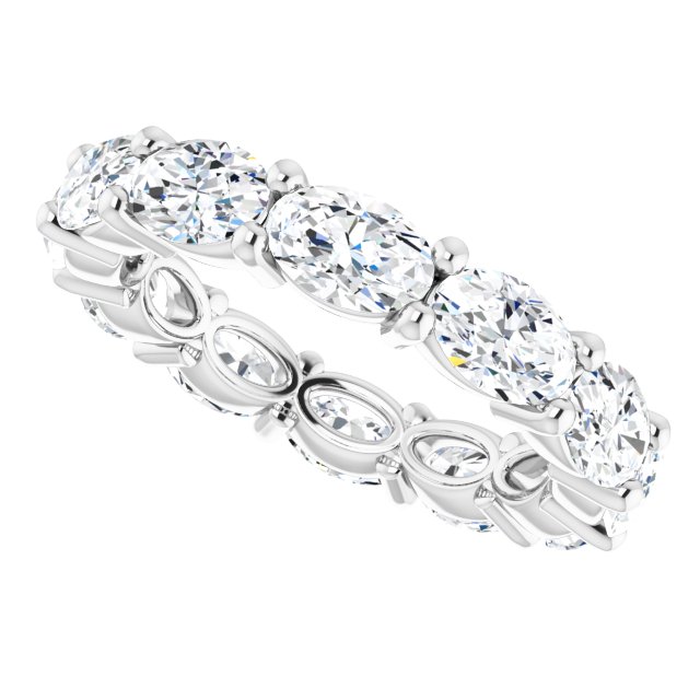 Platinum Oval Natural Diamond Eternity Band – 6x4 mm Stones - view 5
