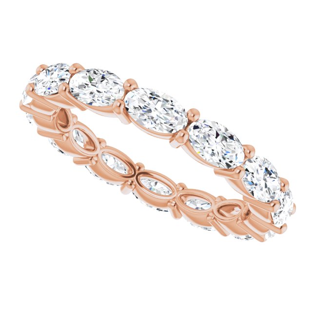 14K Gold Oval Lab-Grown Diamond Eternity Band – 5x3 mm Stones - Rose Gold - view 5
