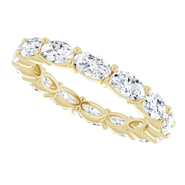 14K Gold Oval Lab-Grown Diamond Eternity Band – 5x3 mm Stones - Yellow Gold - view 5