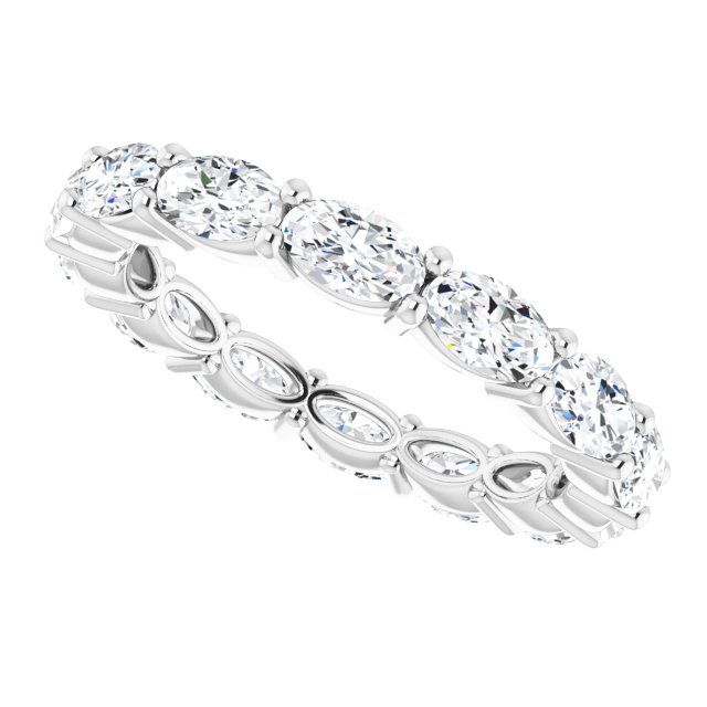 14K Gold Oval Lab-Grown Diamond Eternity Band – 5x3 mm Stones - White Gold - view 5