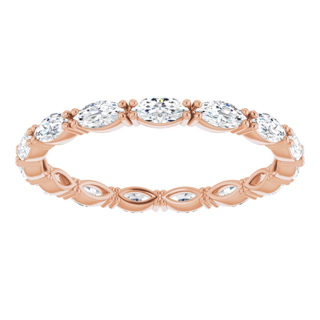 14K Gold Marquise Lab-Grown Diamond Eternity Band – 4x2 mm Stones - Rose Gold - view 3