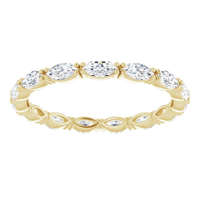 14K Gold Marquise Natural Diamond Eternity Band – 4x2 mm Stones - Yellow Gold - view 3