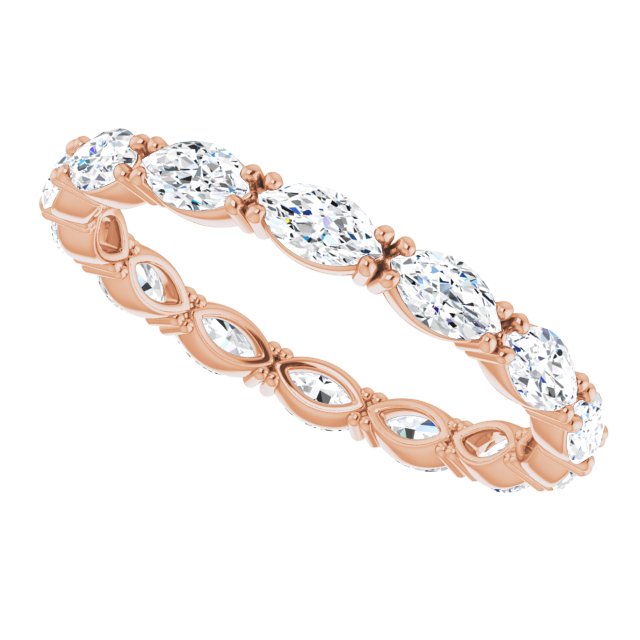 14K Gold Marquise Natural Diamond Eternity Band – 4.5x2.5 mm Stones - Rose Gold - view 5