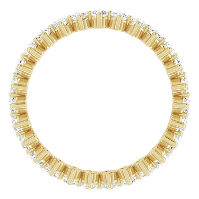 14K Gold Round Natural Diamond Eternity Band – 2.25 mm Stones - Yellow Gold - view 2