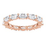 14K Gold Oval Natural Diamond Eternity Band – 5x3 mm Stones - Rose Gold - view 3
