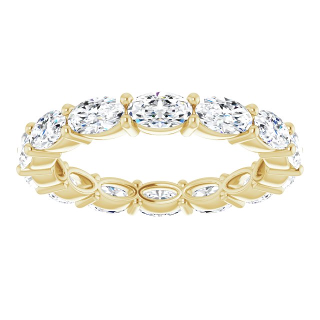 14K Gold Oval Lab-Grown Diamond Eternity Band – 5x3 mm Stones - Yellow Gold - view 3