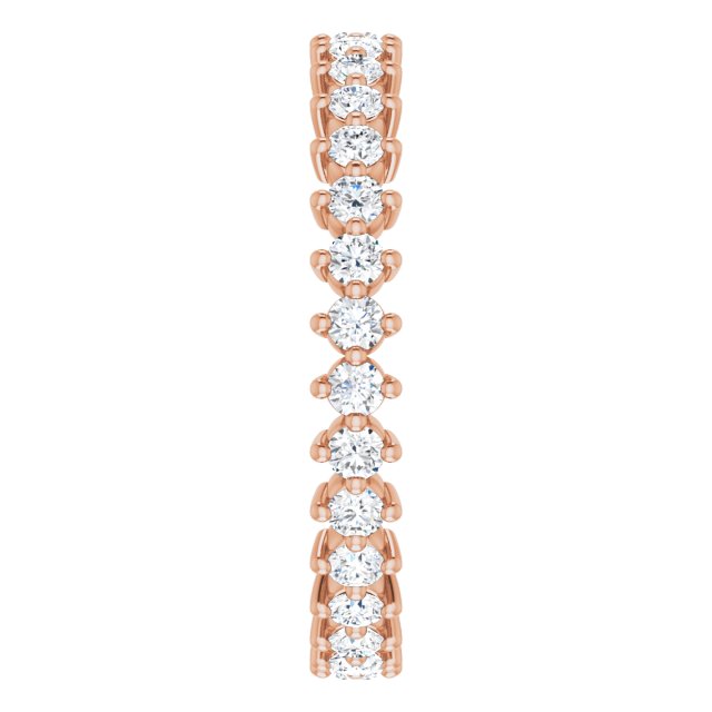 14K Gold Round Lab-Grown Diamond Eternity Band – 2 mm Stones - Rose Gold - view 4