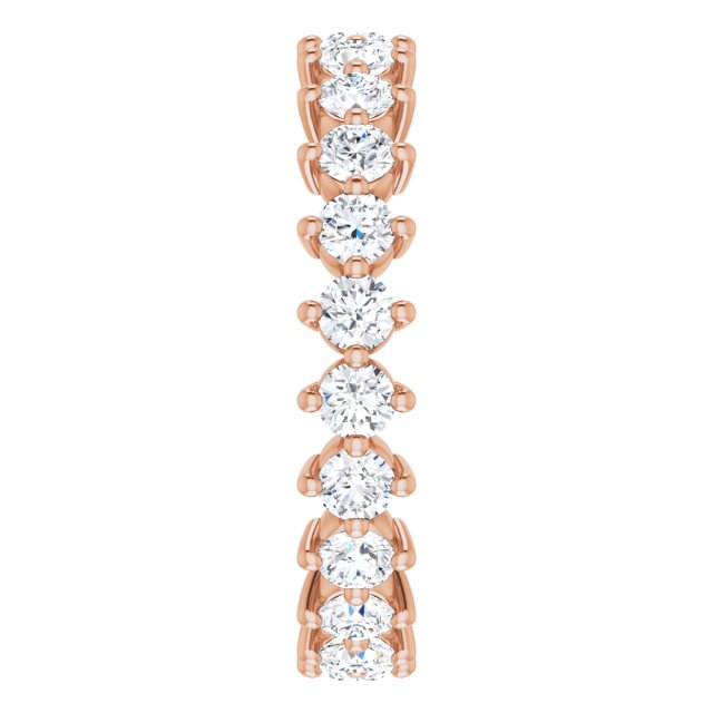 14K Gold Round Natural Diamond Eternity Band – 2.8 mm Stones - Rose Gold - view 4