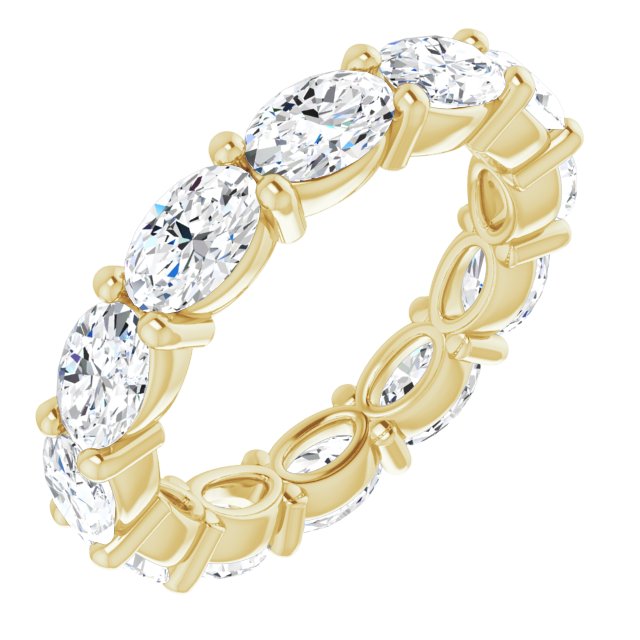 14K Gold Oval Lab-Grown Diamond Eternity Band – 6x4 mm Stones - Yellow Gold