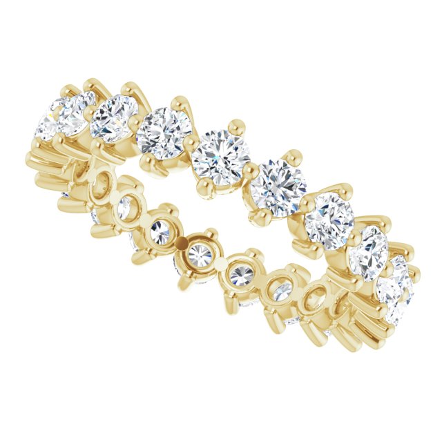 14K Gold Round Lab-Grown Diamond Eternity Band – 3 mm Stones - Yellow Gold - view 5