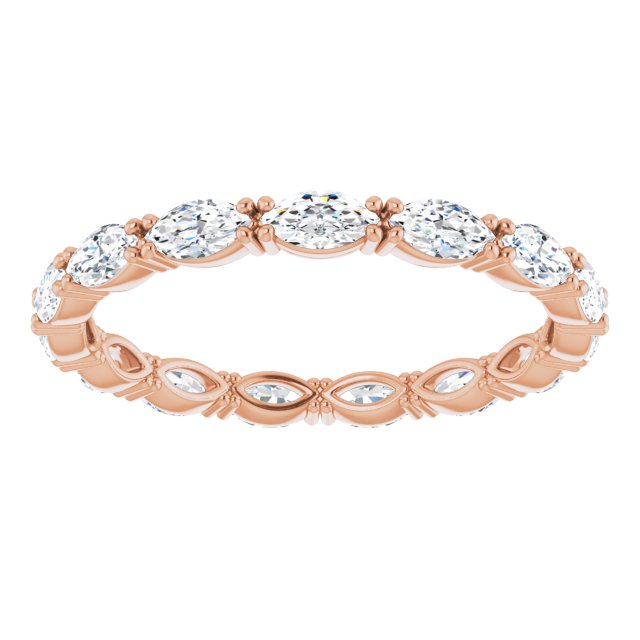 14K Gold Marquise Lab-Grown Diamond Eternity Band – 4.3x2.25 mm Stones - Rose Gold - view 3