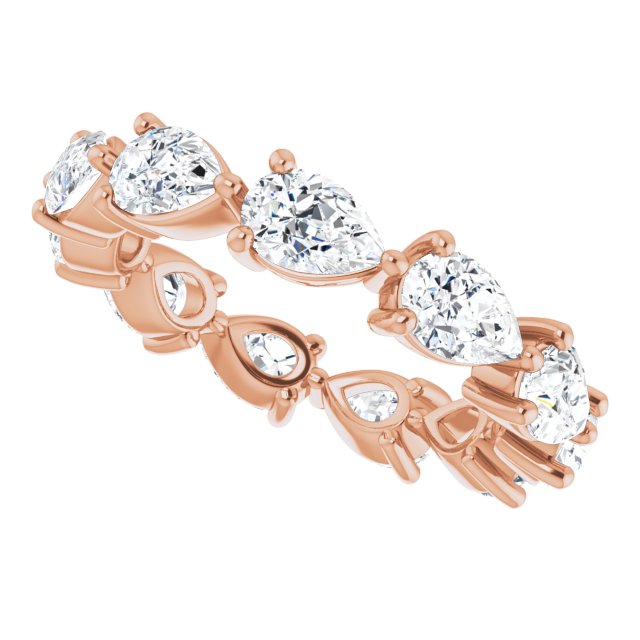14K Gold Pear Lab-Grown Diamond Eternity Band – 6x4 mm Stones - Rose Gold - view 5