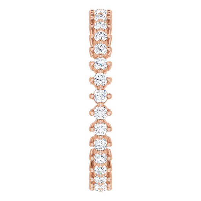 14K Gold Round Lab-Grown Diamond Eternity Band – 1.7 mm Stones - Rose Gold - view 4