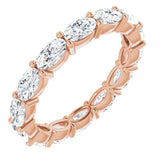 14K Gold Oval Natural Diamond Eternity Band – 5x3 mm Stones - Rose Gold