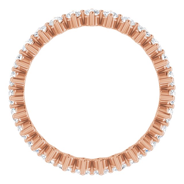 14K Gold Round Lab-Grown Diamond Eternity Band – 2.25 mm Stones - Rose Gold - view 2